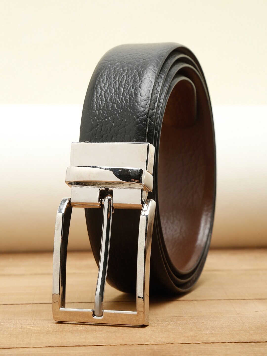 

Teakwood Leathers Men Black Textured Leather Formal Belt