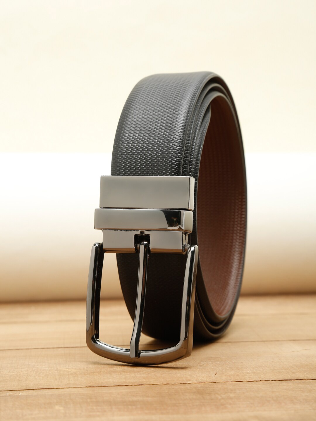 

Teakwood Leathers Men Black Textured Leather Formal Belt