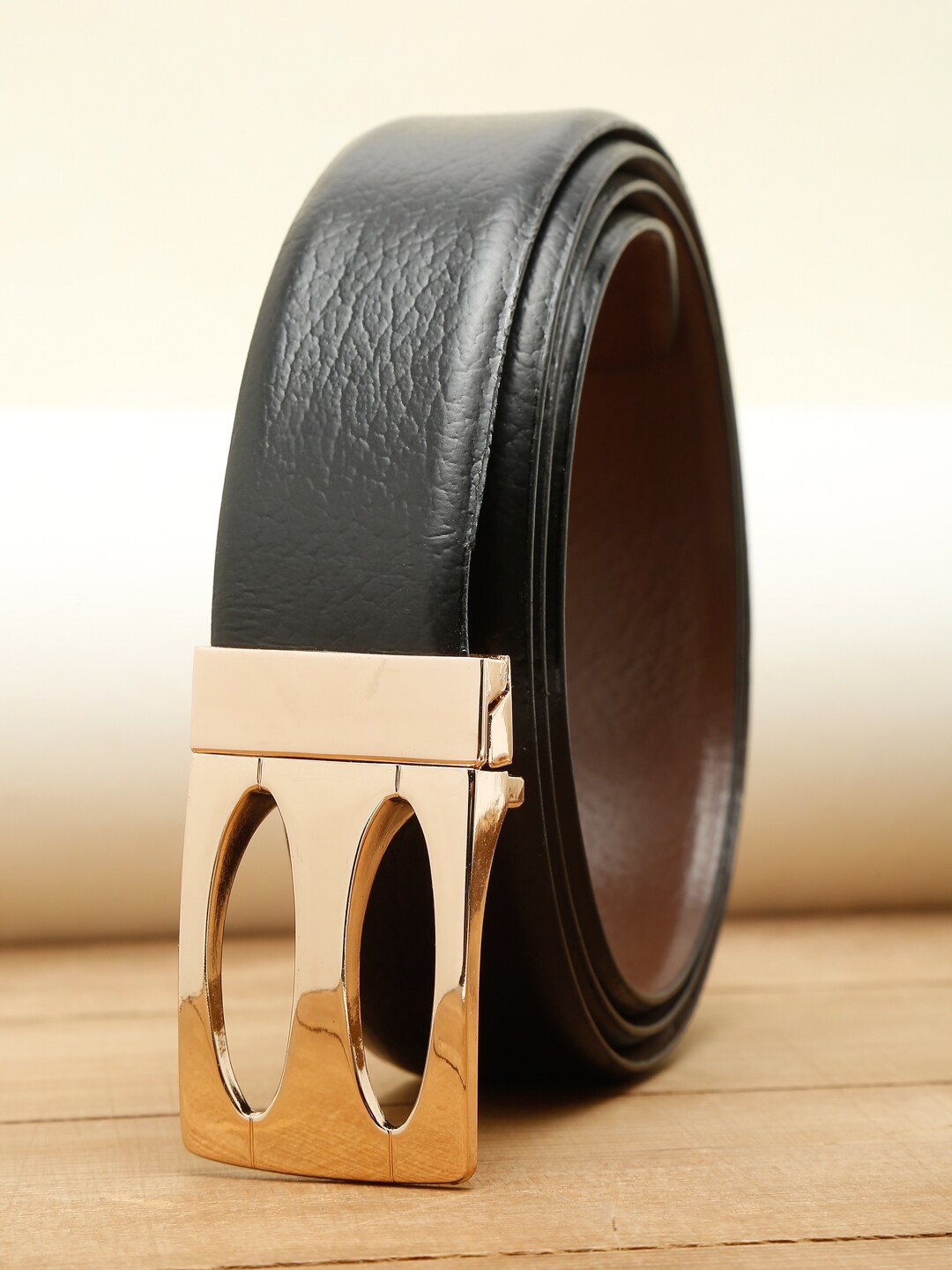

Teakwood Leathers Men Black Textured Leather Formal Belt