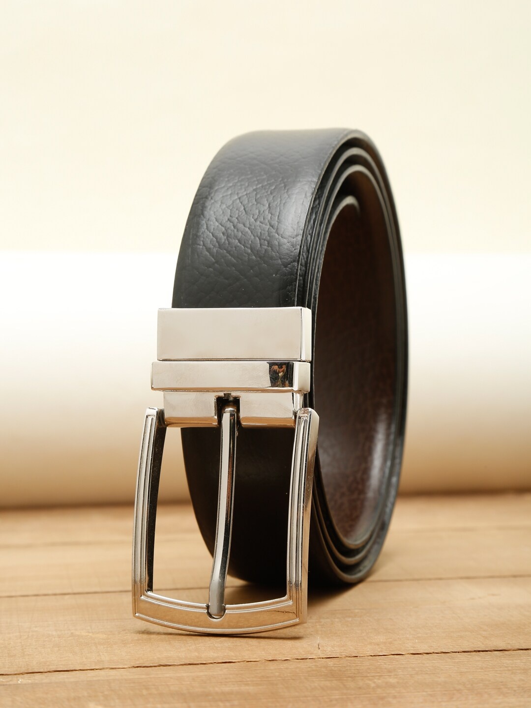 

Teakwood Leathers Men Black Textured Leather Formal Belt