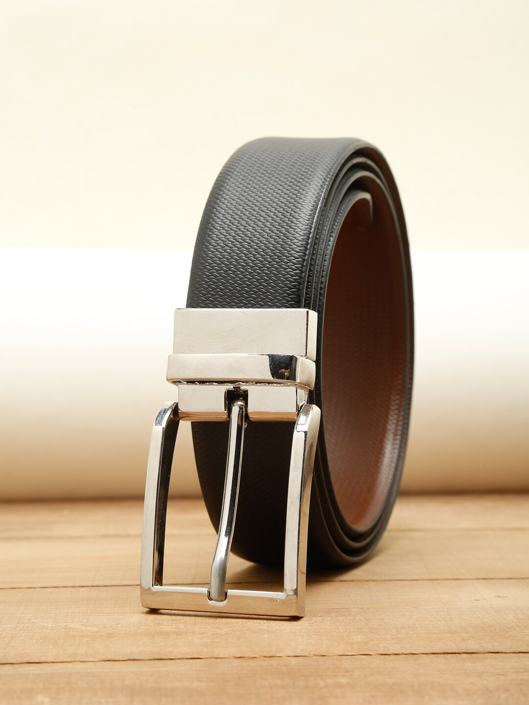

Teakwood Leathers Men Black Textured Leather Formal Belt