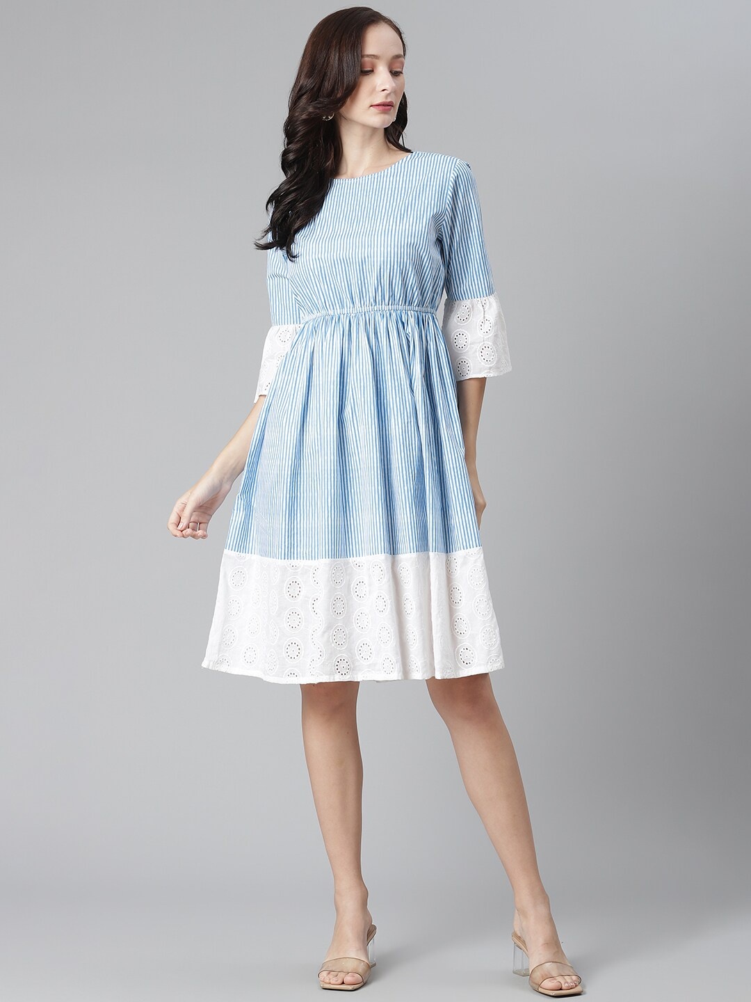 

Purple State Blue & White Striped Cotton Dress