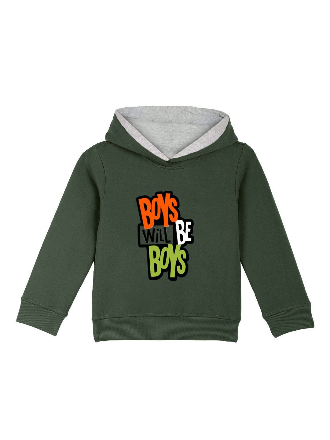 

Naughty Ninos Boys Green Printed Hooded Sweatshirt