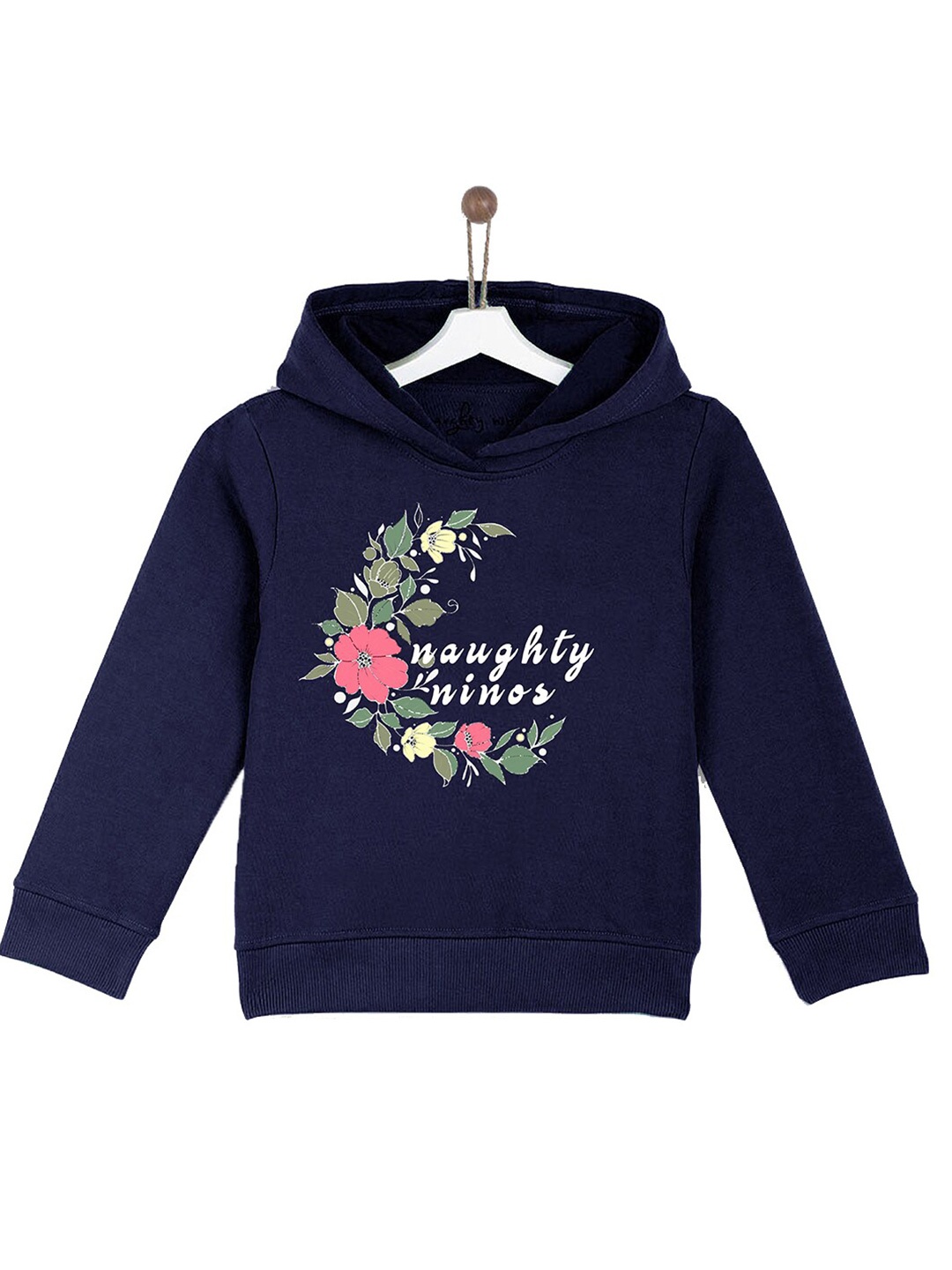 

Naughty Ninos Boys Navy Blue Printed Hooded Sweatshirt