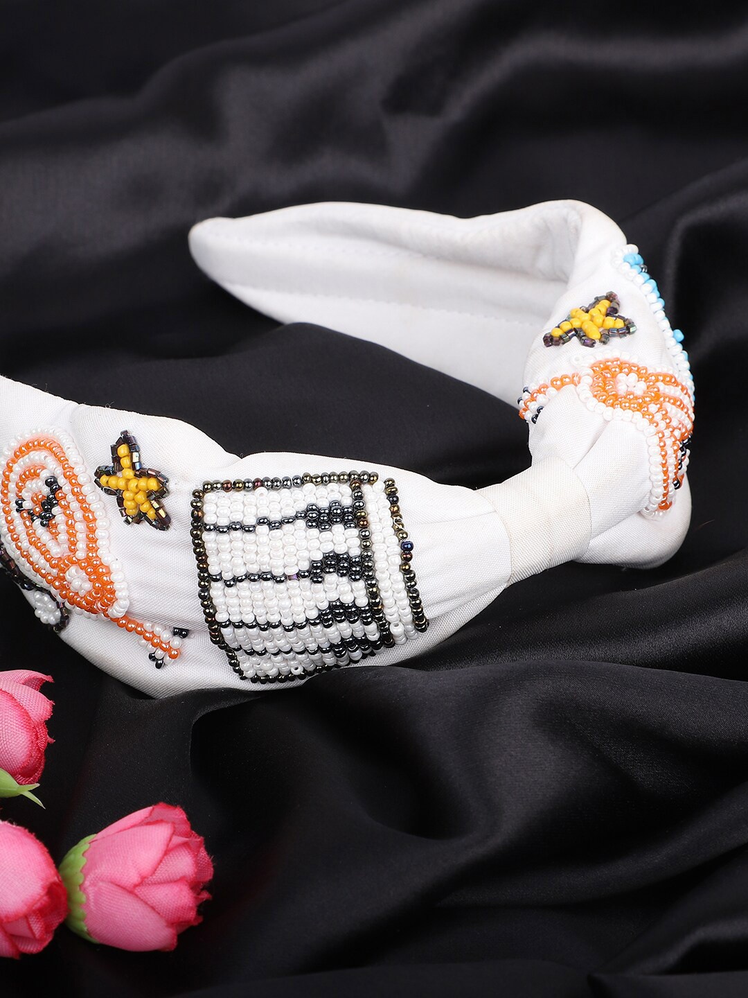 

Madame Women White & Blue Embellished Hairband