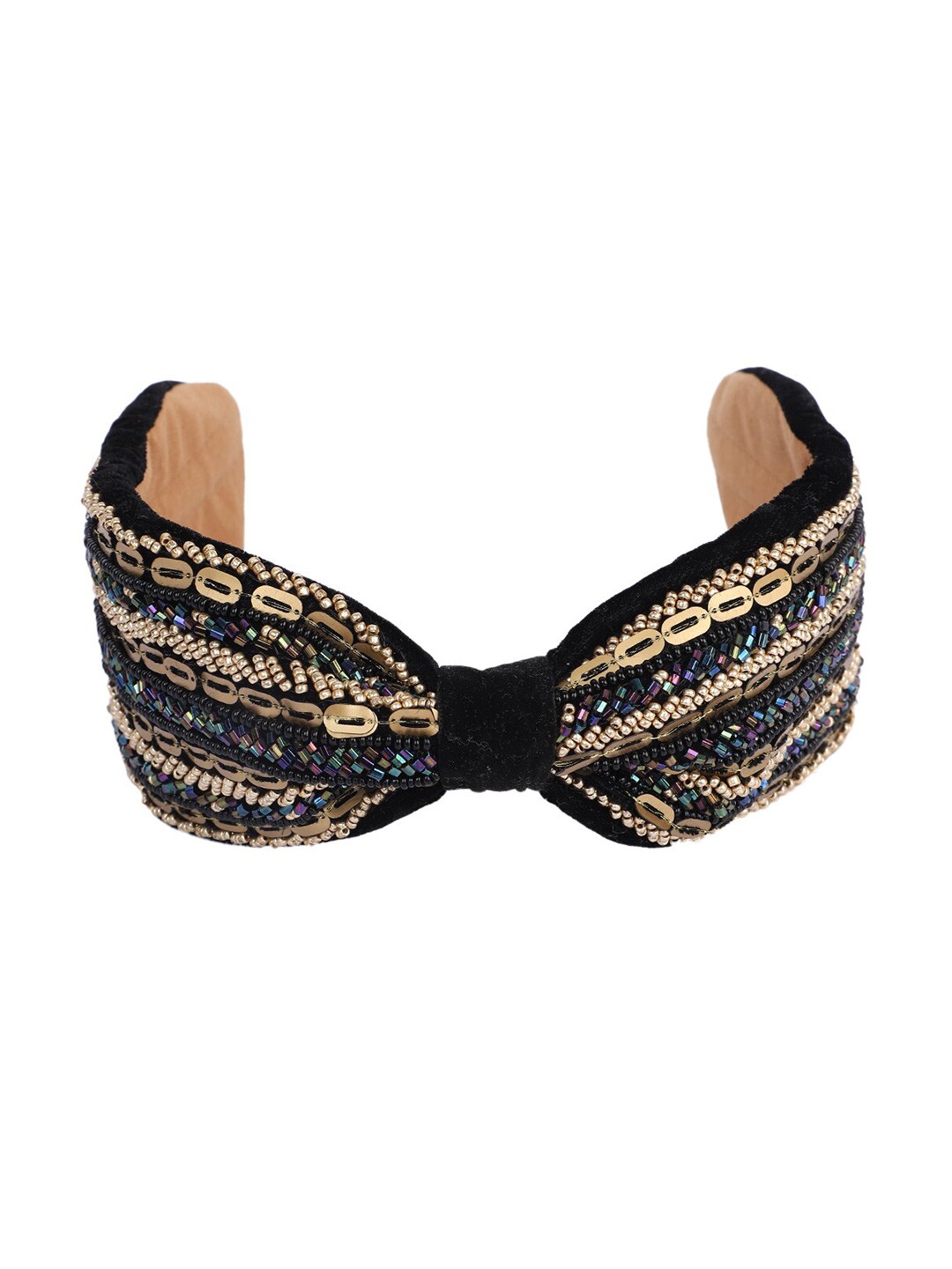

Madame Women Black & Gold-Toned Embellished Hairband
