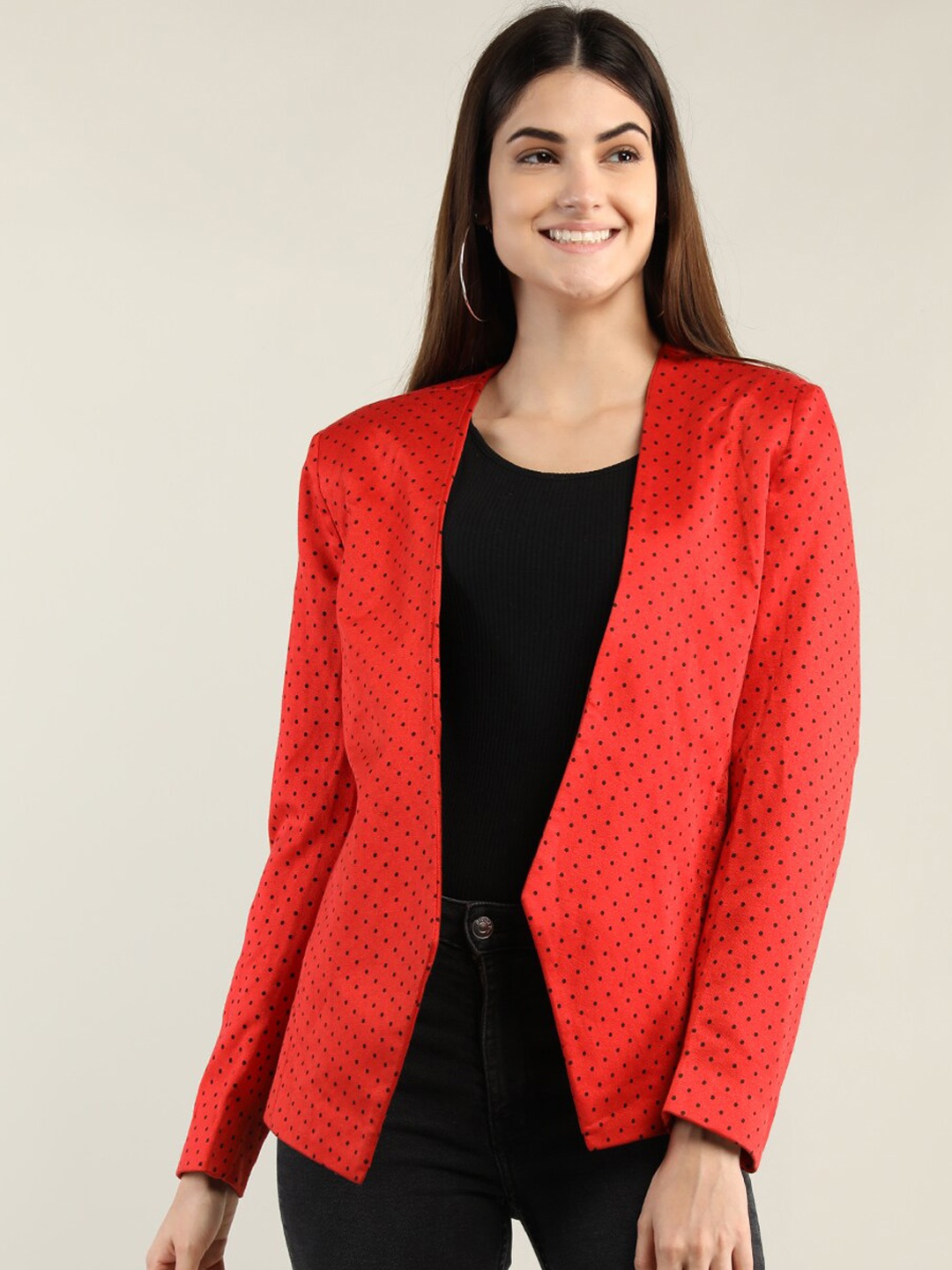 

HANG N HOLD Women Printed Winter Coat, Red