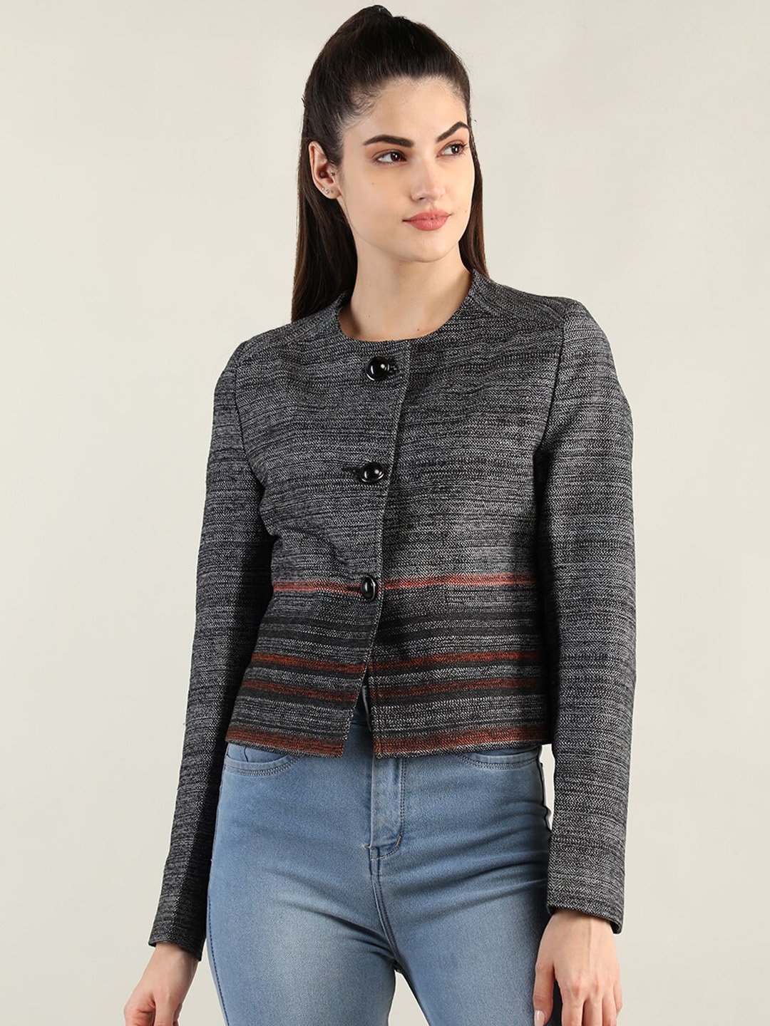 

HANG N HOLD Women Black Striped Trench Coat
