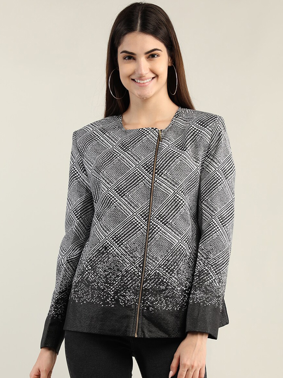

HANG N HOLD Women Black Printed Coat