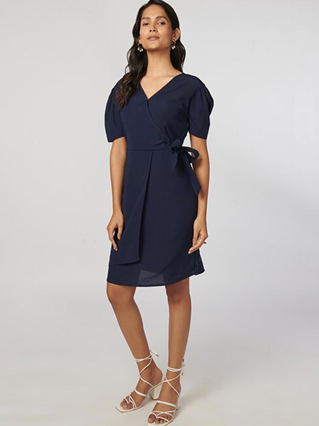 

NOT SO PINK Navy Blue Wrap Dress