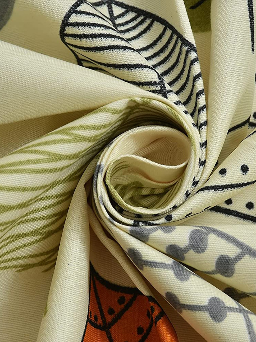 

MODEFE Set of 8 White Brown Floral Printed Cotton Diwan Set