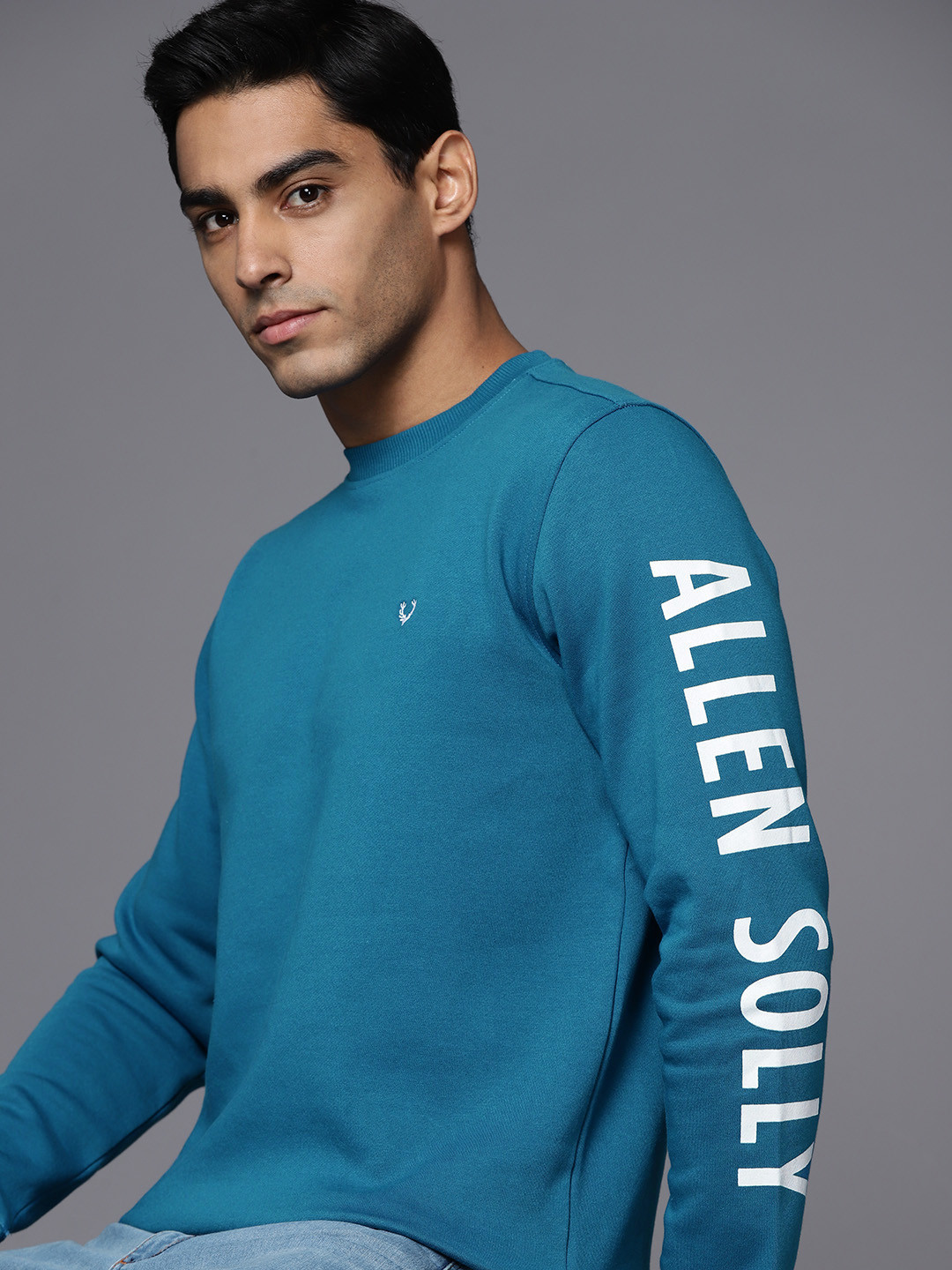 

Allen Solly Men Blue Solid Round Neck Sweatshirt