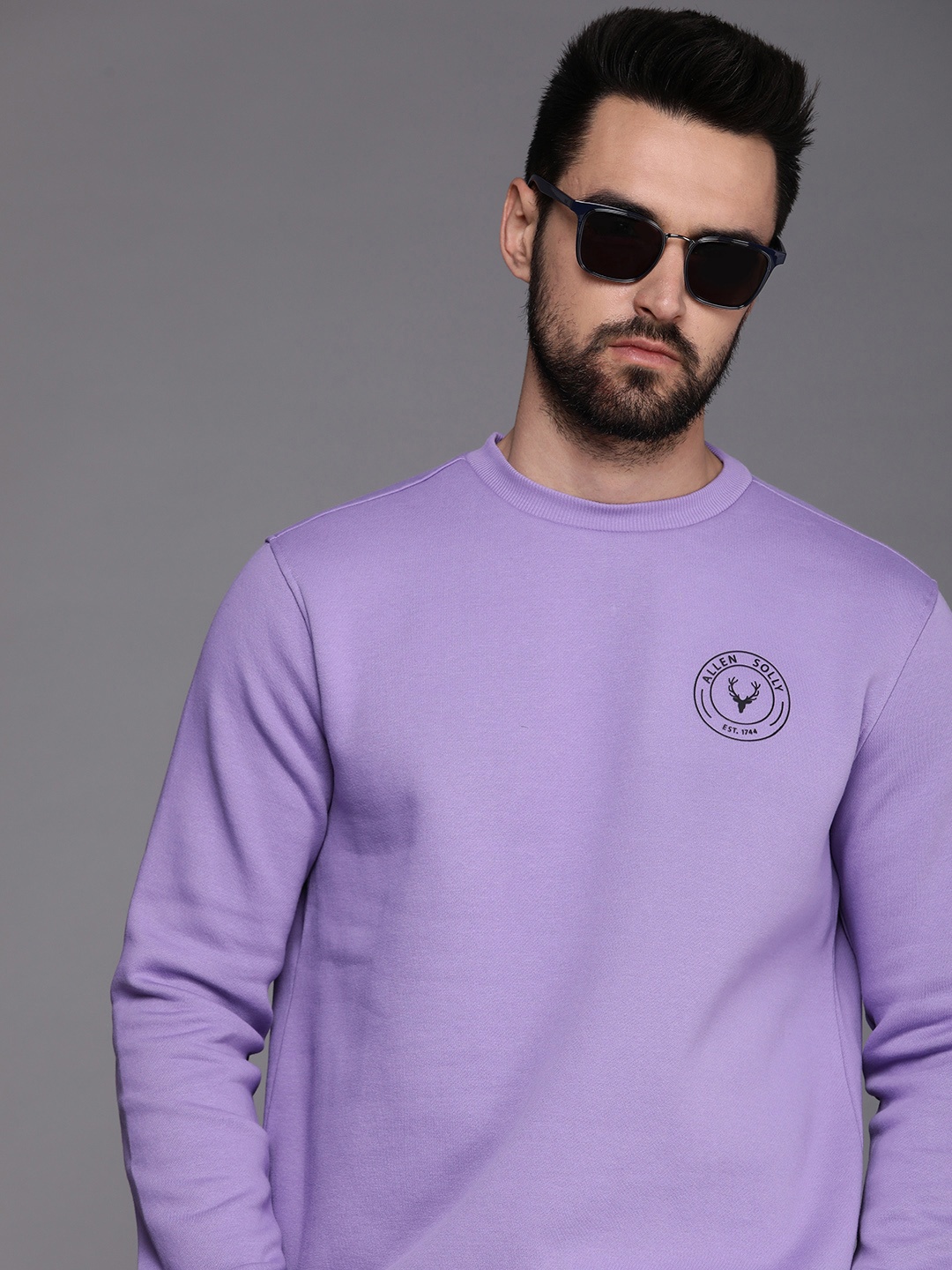 

Allen Solly Men Lavender Brand Logo Printed Applique Sweatshirt
