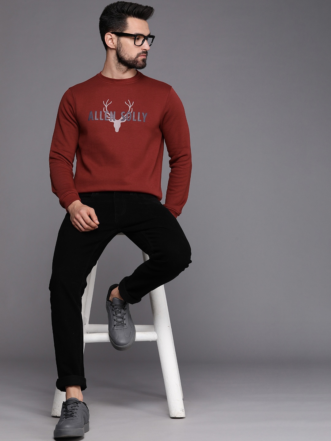 

Allen Solly Men Maroon Brand Logo Printed Sweatshirt