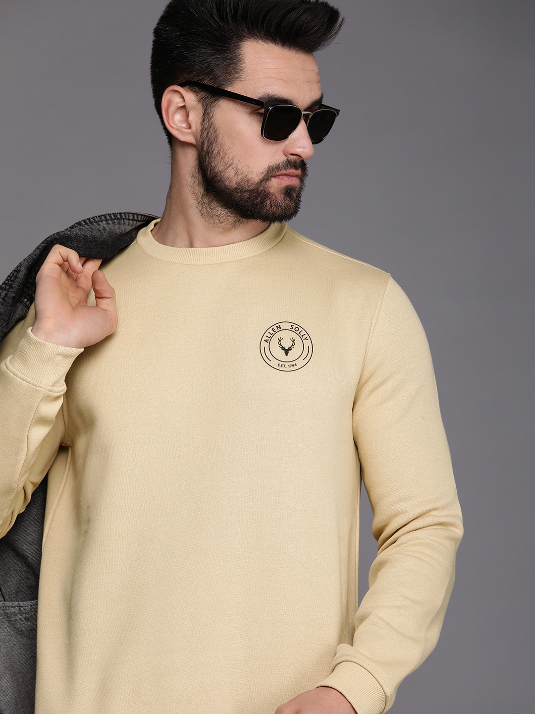 

Allen Solly Men Beige Brand Logo Printed Sweatshirt