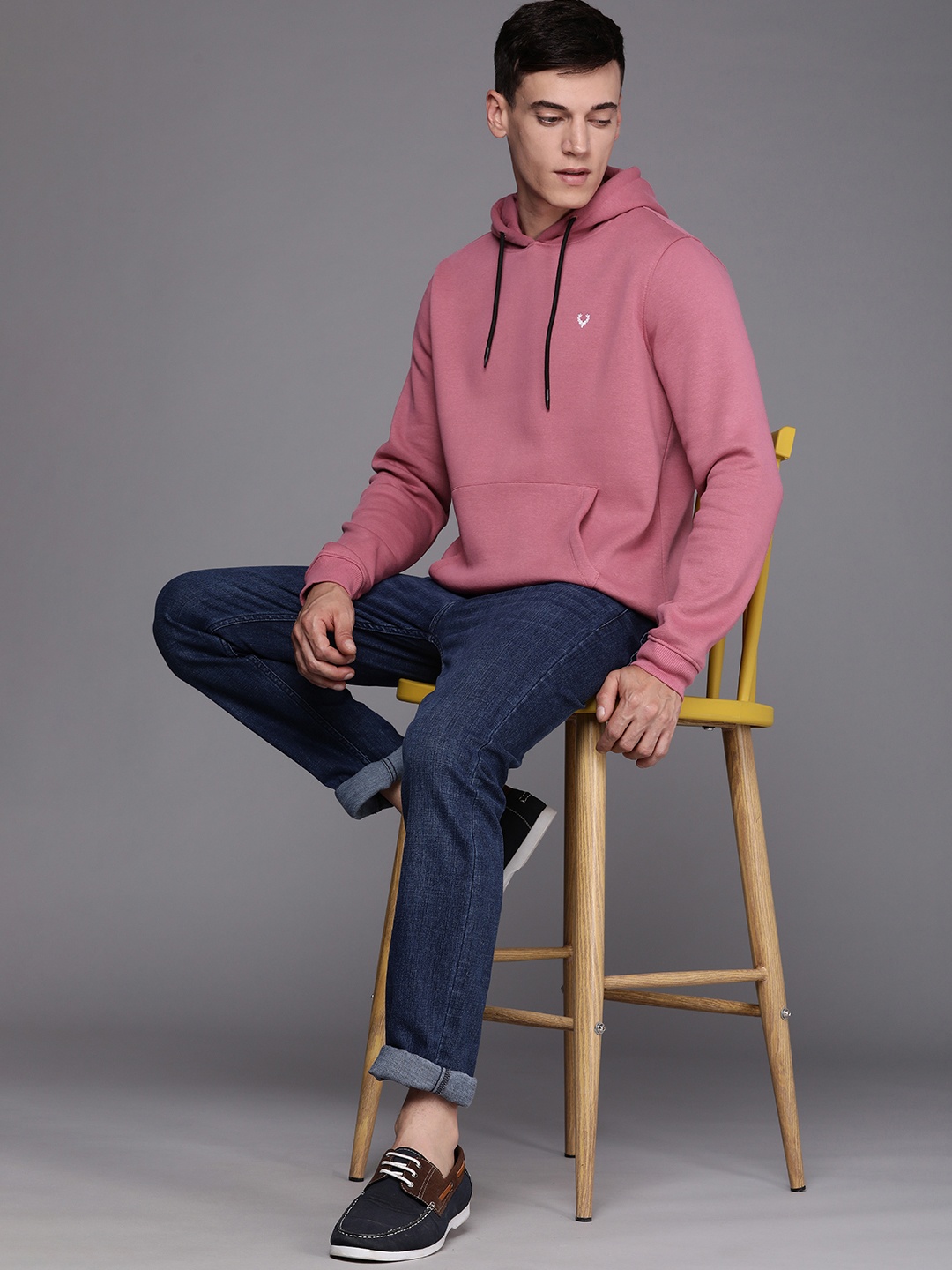 

Allen Solly Men Rose Solid Hooded Sweatshirt