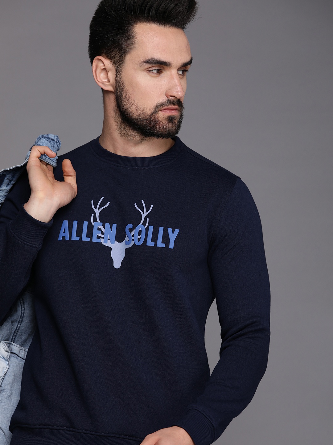 

Allen Solly Men Navy Blue Brand Logo Printed Sweatshirt