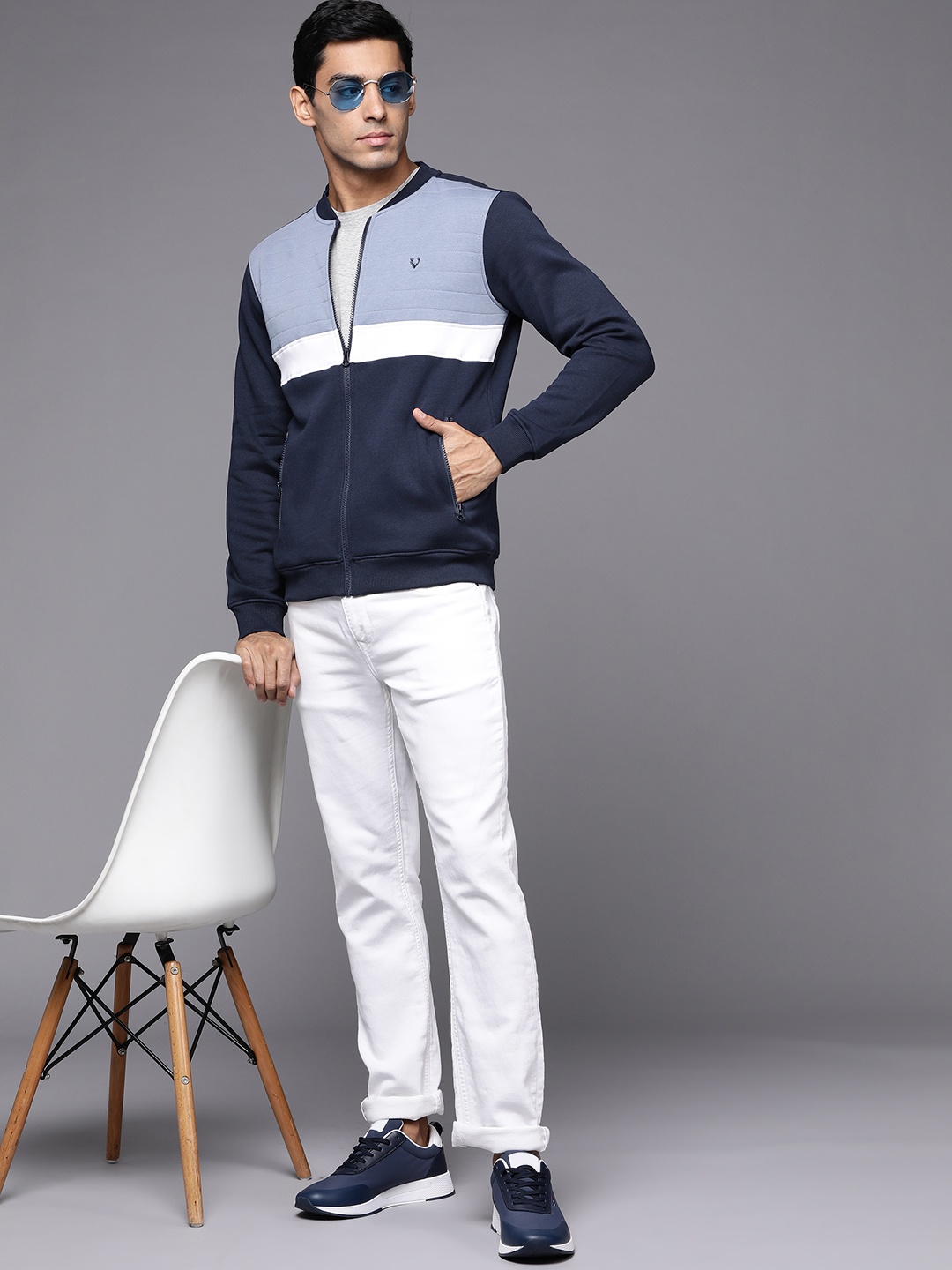 

Allen Solly Men Blue Colourblocked Sweatshirt