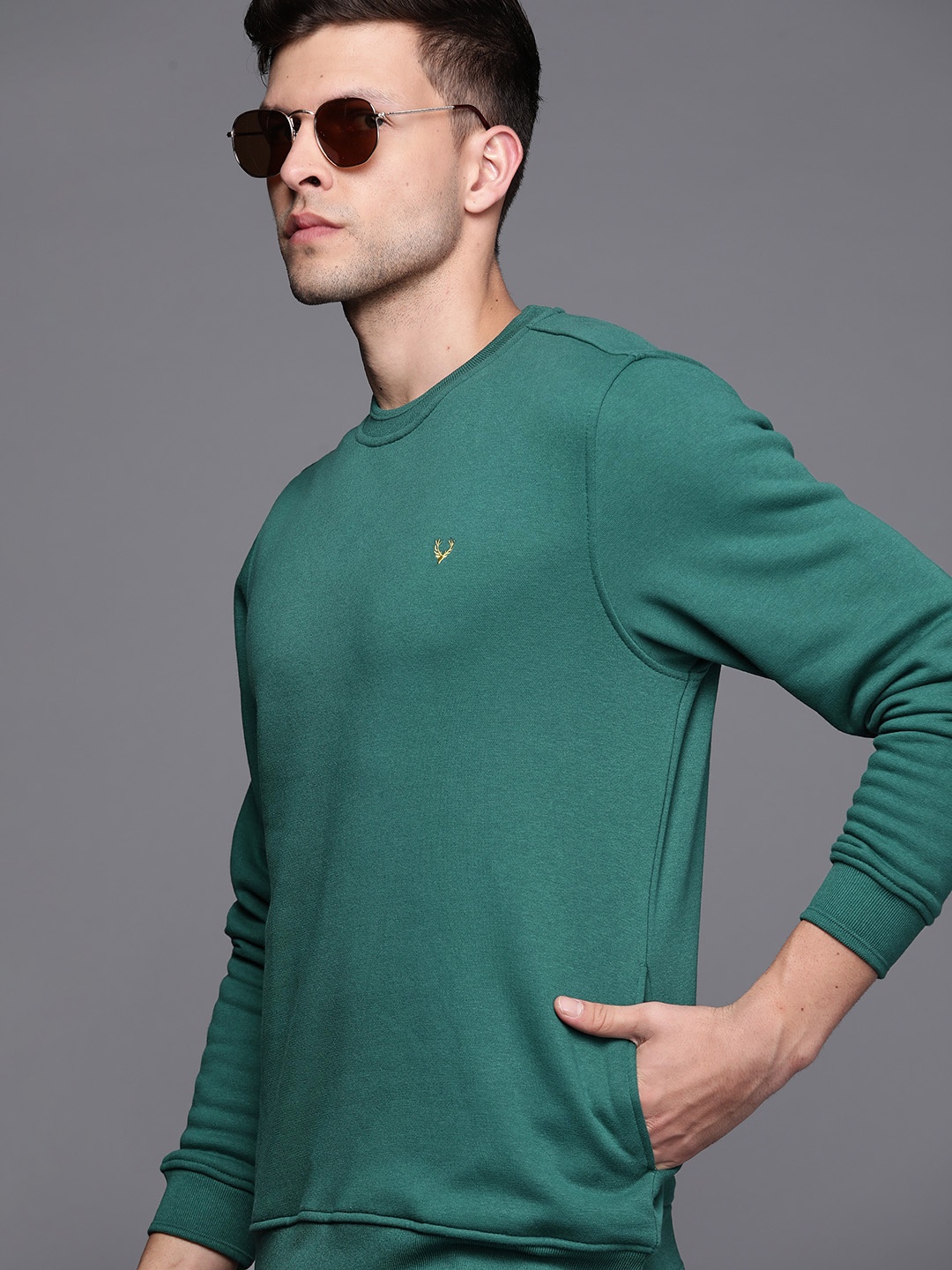 

Allen Solly Men Green Solid Sweatshirt