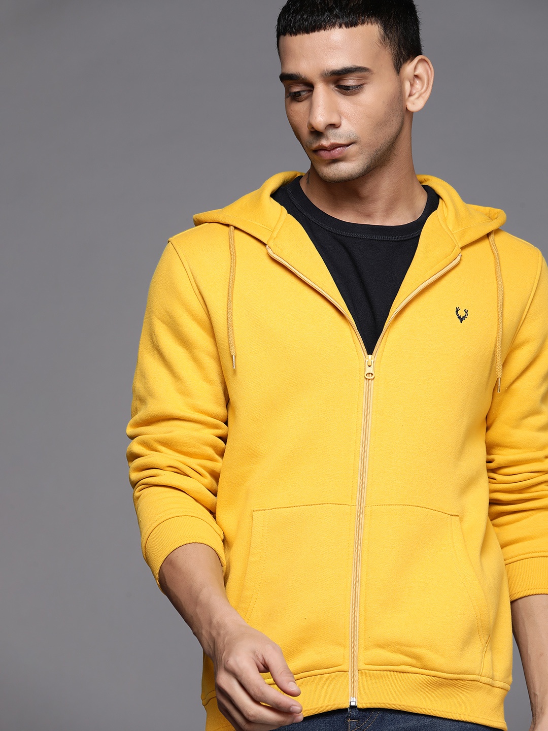 

Allen Solly Men Yellow Solid Hooded Sweatshirt