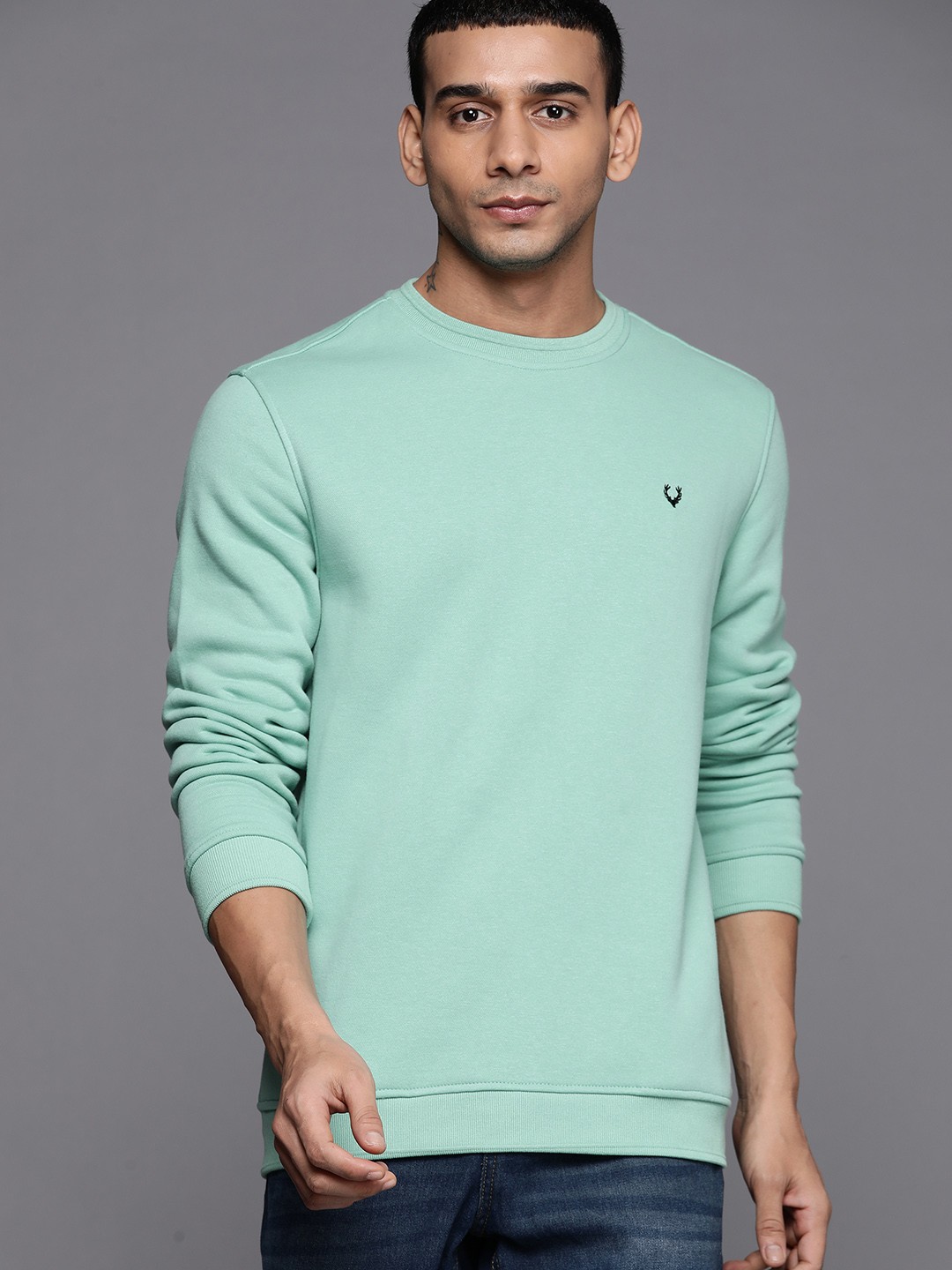 

Allen Solly Men Green Solid Sweatshirt