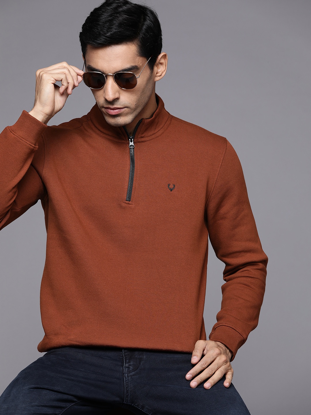 

Allen Solly Men Brown Solid Sweatshirt