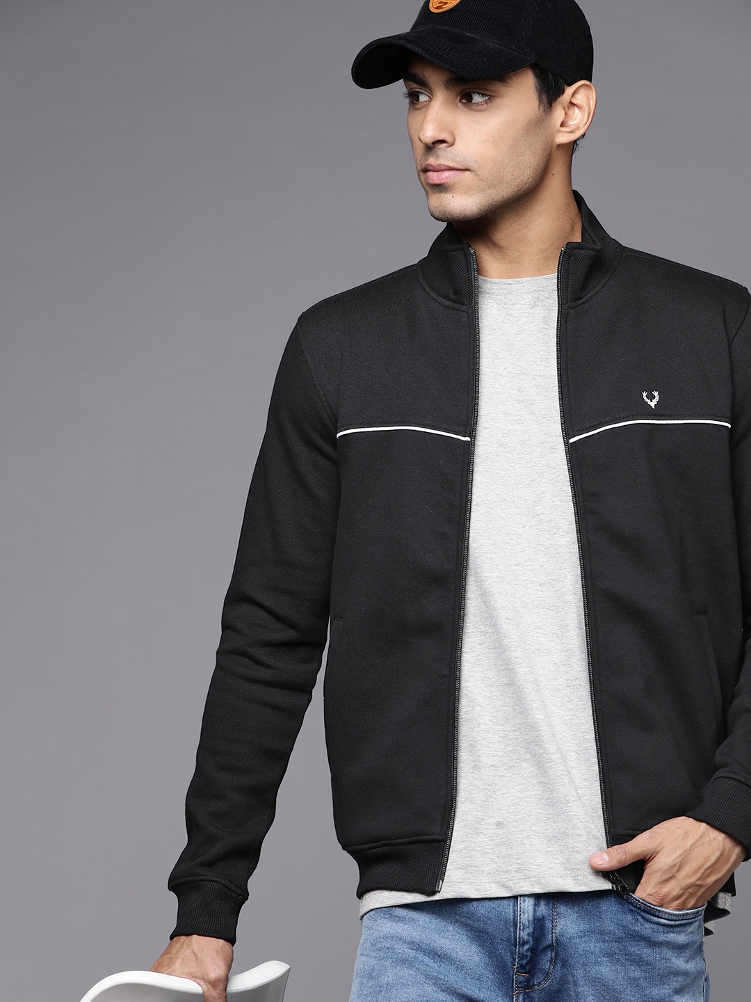 

Allen Solly Men Black Solid Sweatshirt