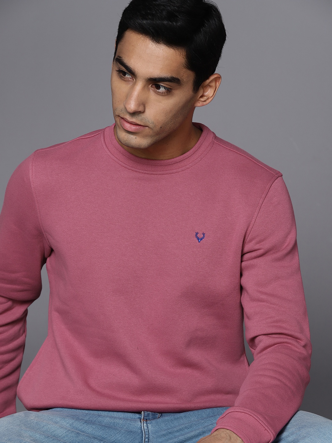 

Allen Solly Men Pink Solid Sweatshirt