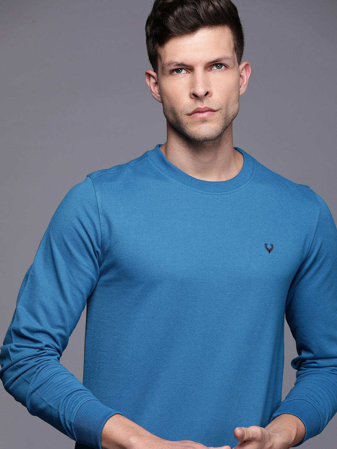 

Allen Solly Men Blue Solid Sweatshirt