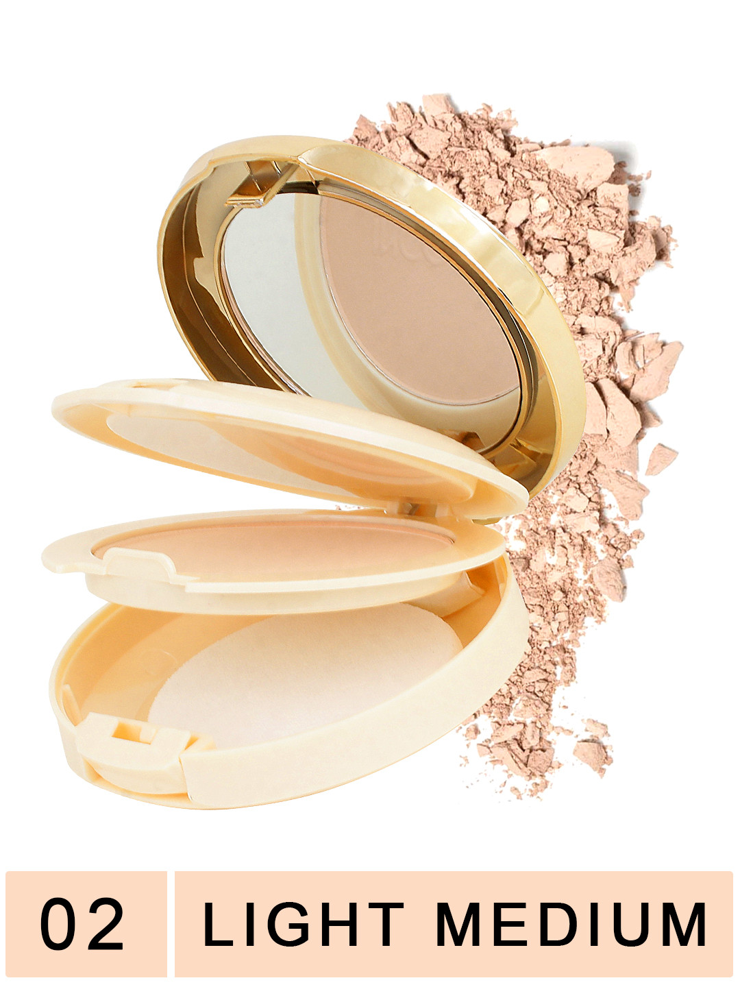 

INCOLOR Oil Control Compact Powder - 02 Light Medium, Rose gold