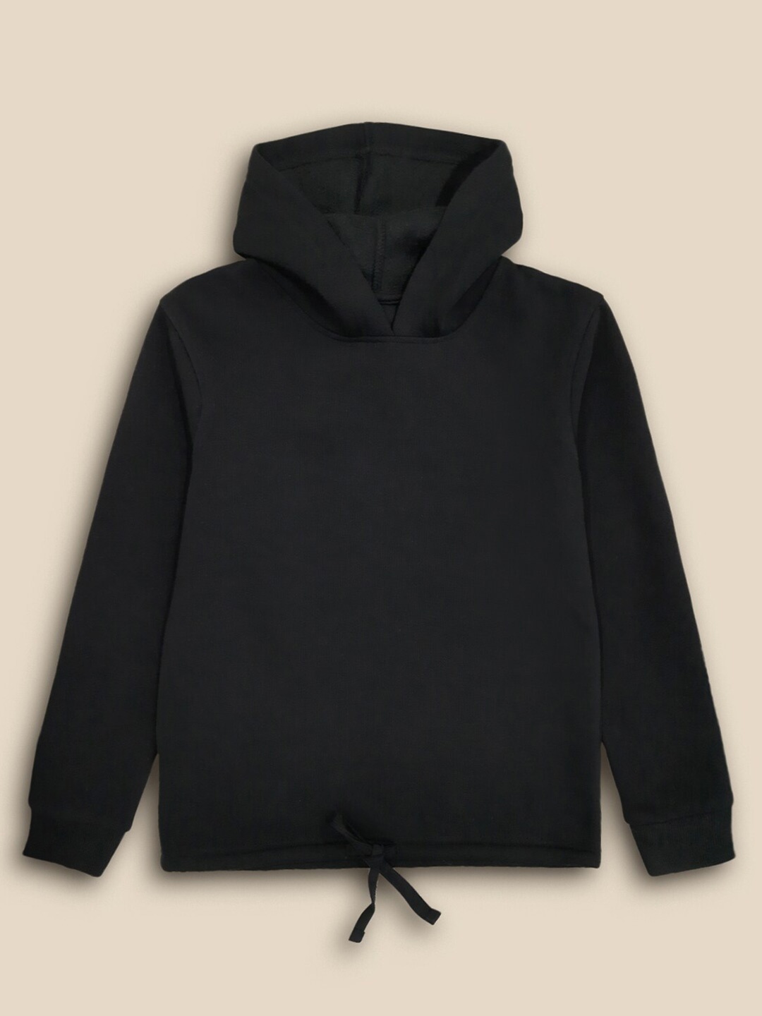 

Kids Ville Girls Black Solid Hooded Sweatshirt