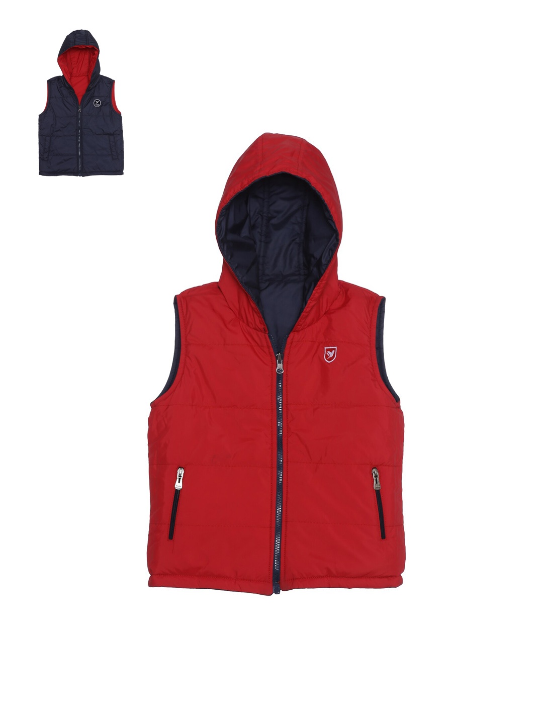 

612League Boys Red Navy Blue Sleeveless Reversible Outdoor Puffer Jacket