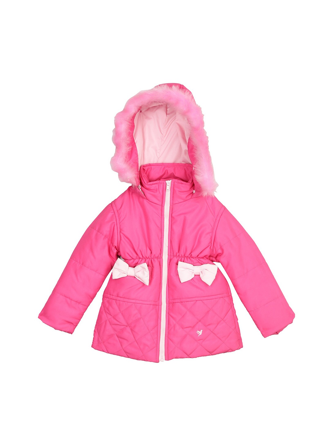 

612League Girls Pink Longline Outdoor Hooded Padded Jacket