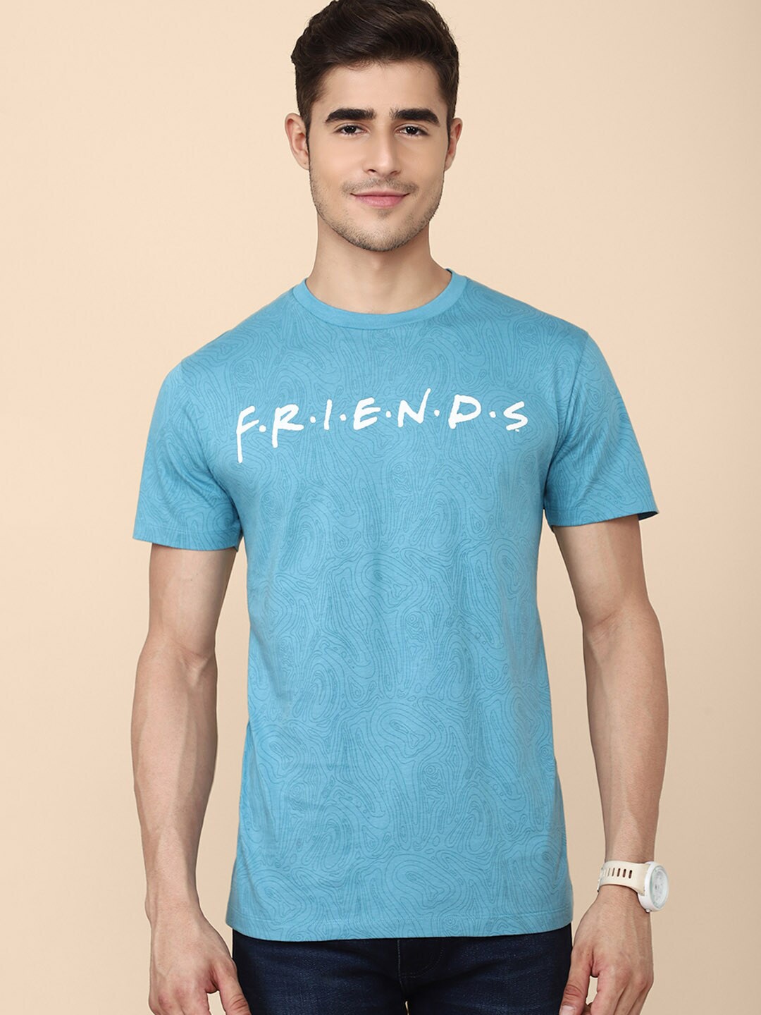 

Free Authority Men Blue Friends Printed Pure Cotton T-shirt