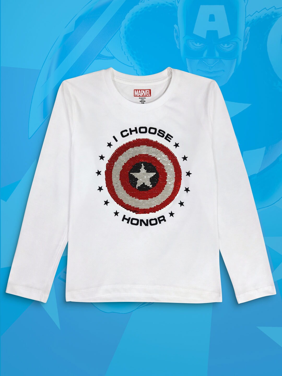 

Kids Ville Boys White Typography Captain America Printed Cotton T-shirt