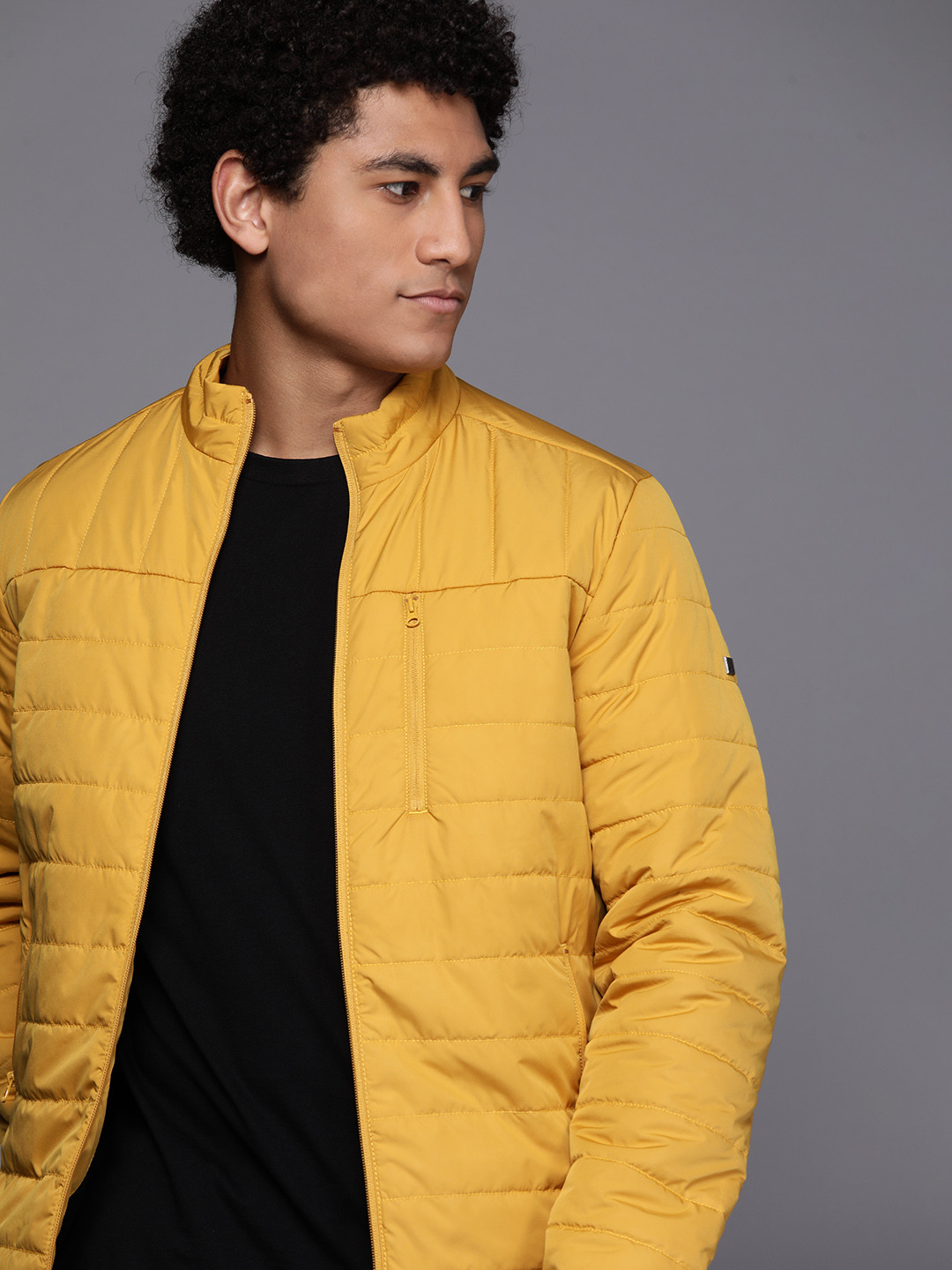 

Allen Solly Men Yellow Mock Collar Padded Jacket