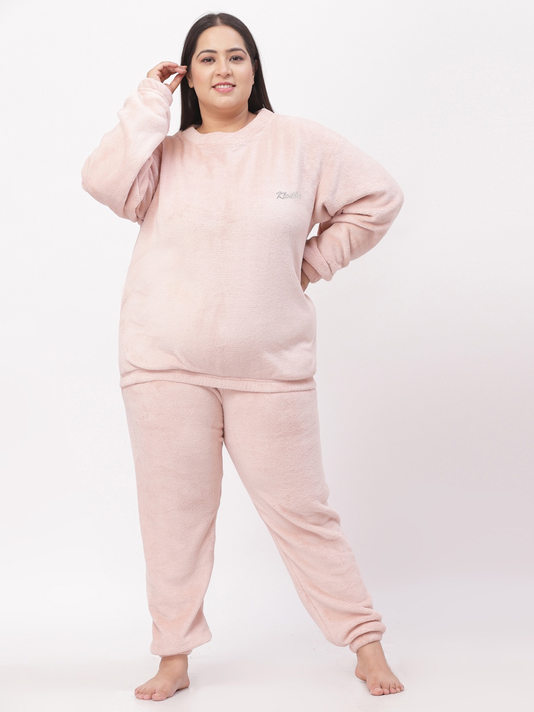 

KLOTTHE Plus Size Woolen Night suit, Pink