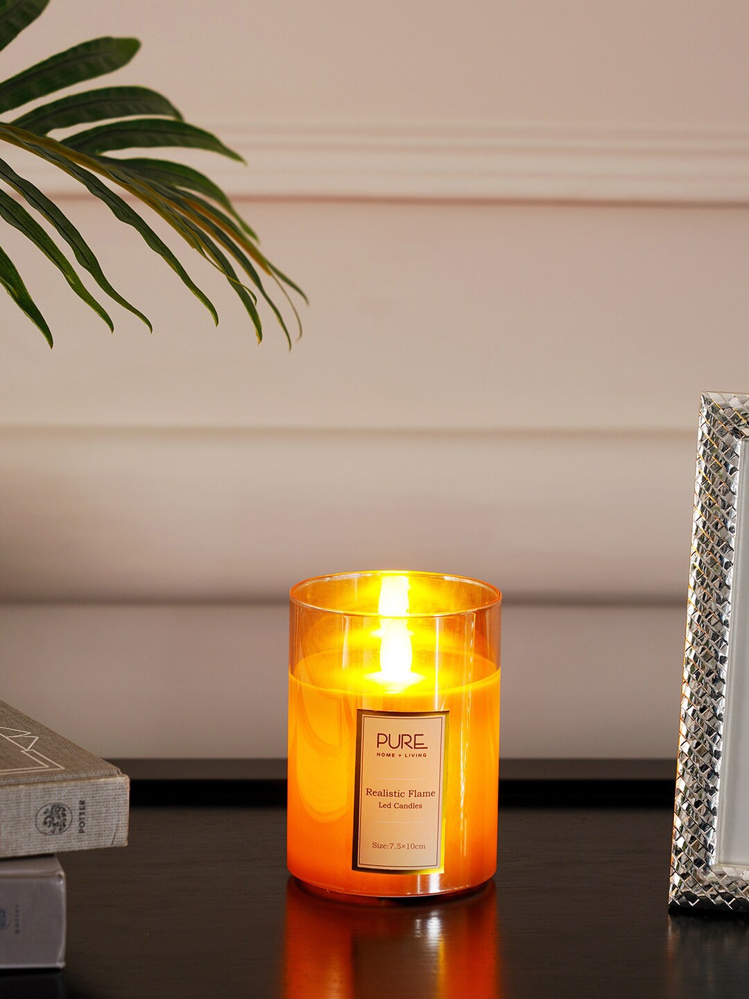 

Pure Home and Living Natural LED Realistic Flame Candle, Brown