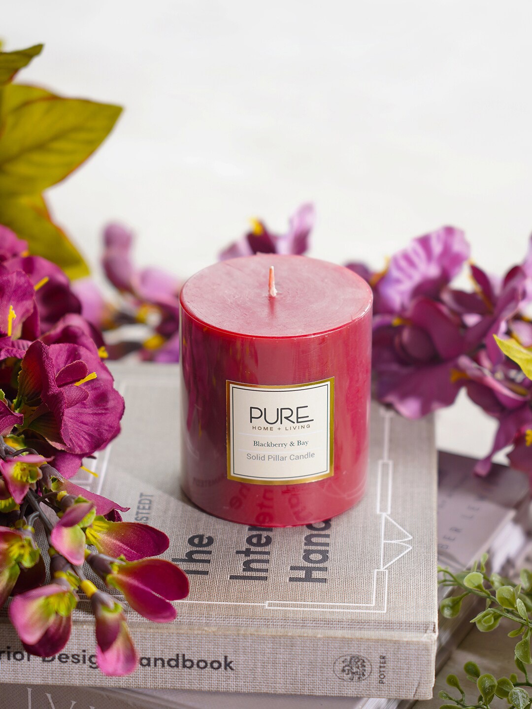 

Pure Home and Living Set Of 2 Red Solid Serene Pillar Candle