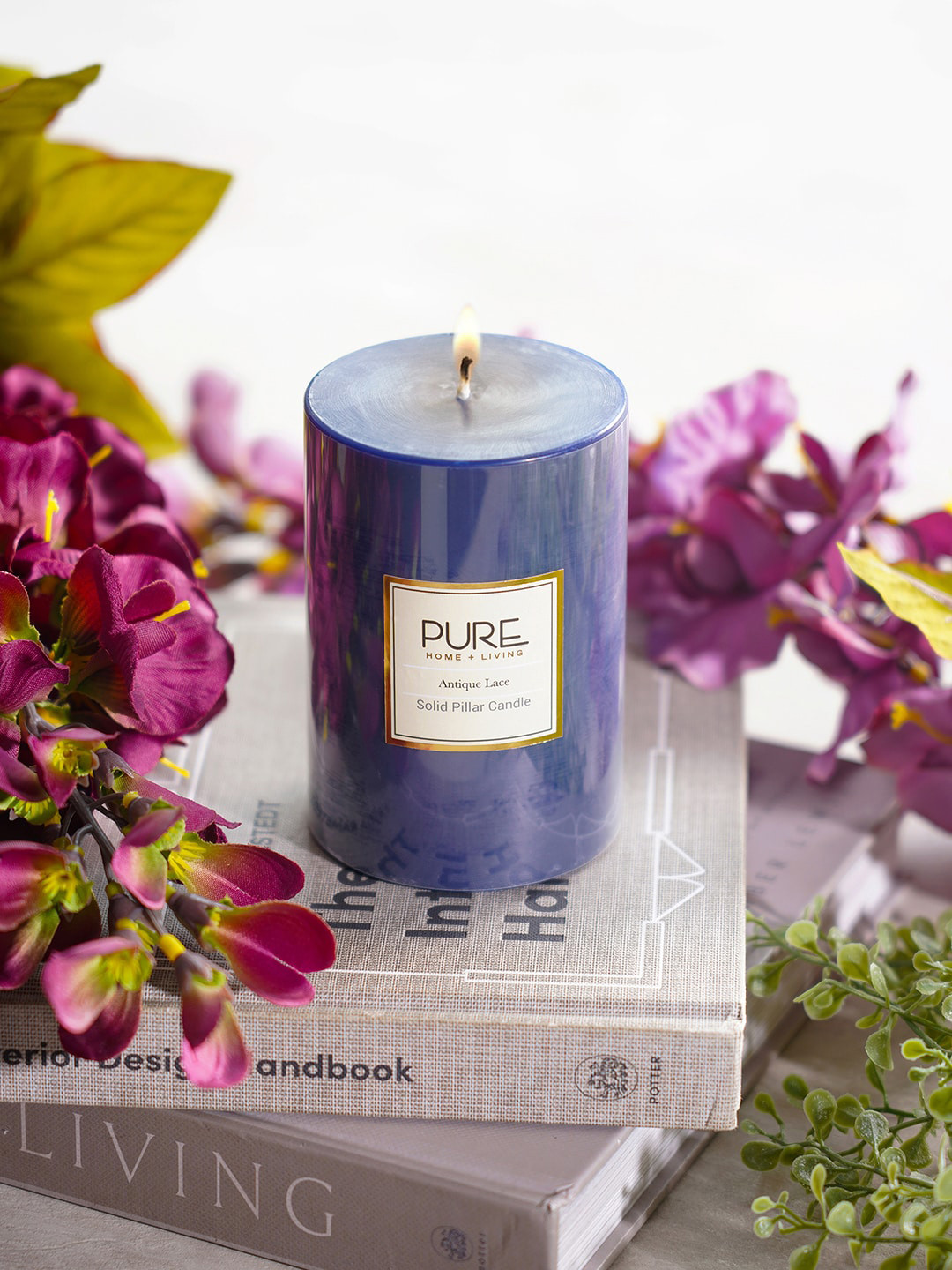 

Pure Home and Living Blue Antique Lace Pillar Scented Candle