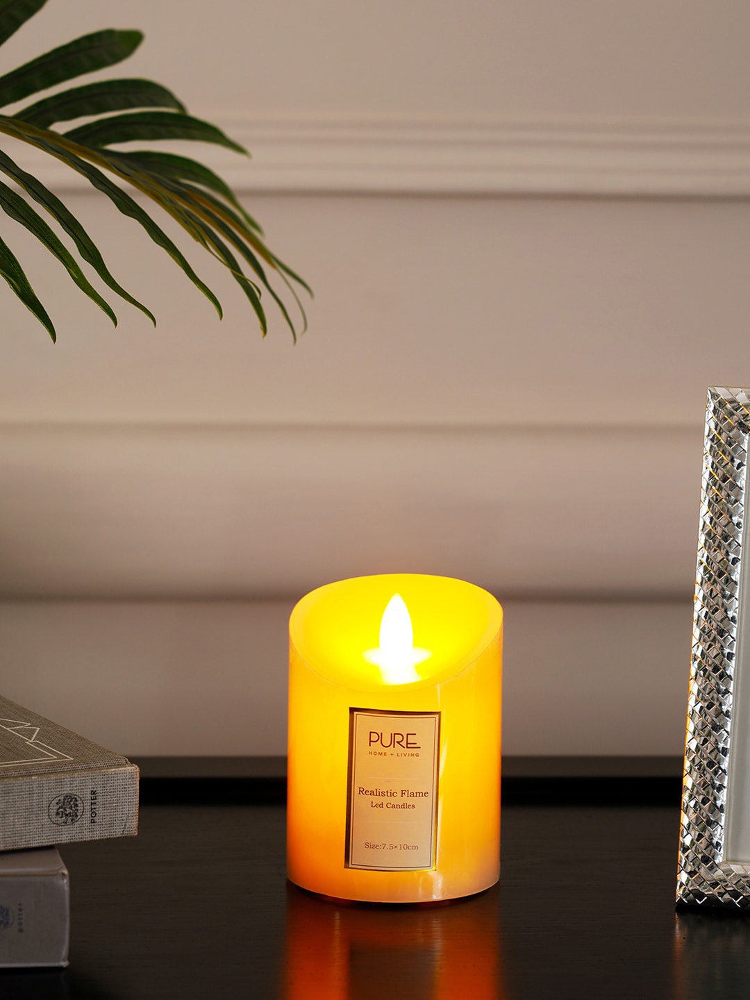 

Pure Home and Living Beige Solid Realistic Flame Candle