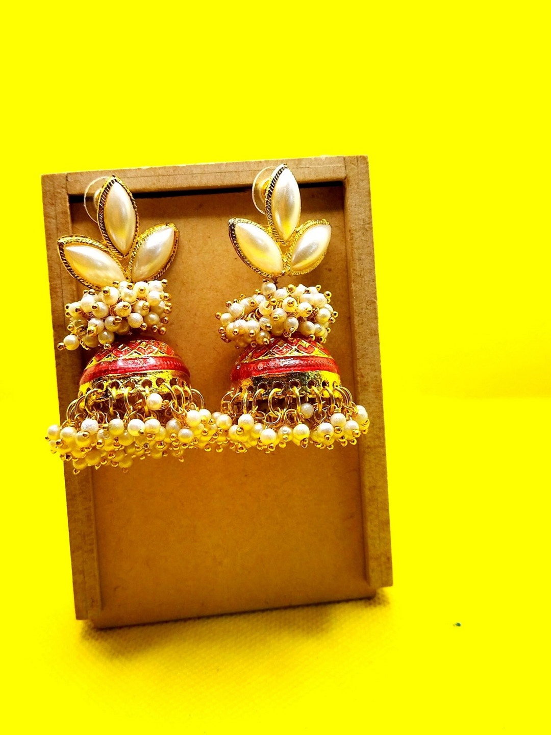 

Kshitij Jewels Red & Gold-Toned Circular Jhumkas Earrings