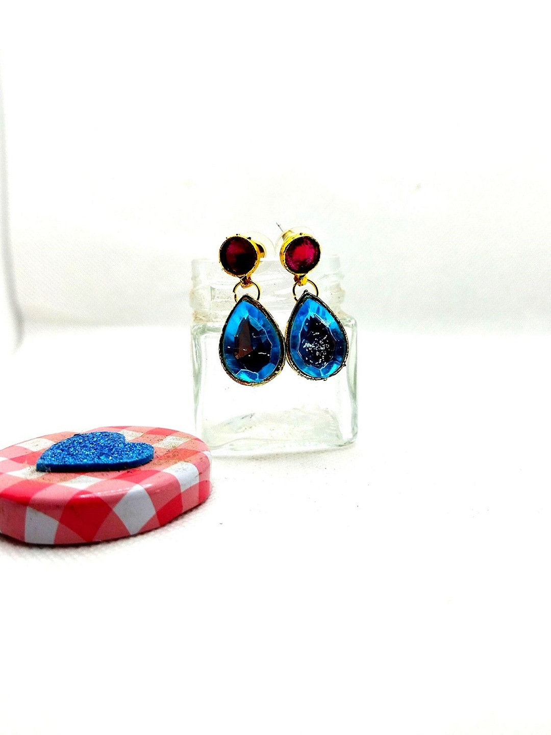 

Kshitij Jewels Women Navy Blue Teardrop Shaped Drop Earrings