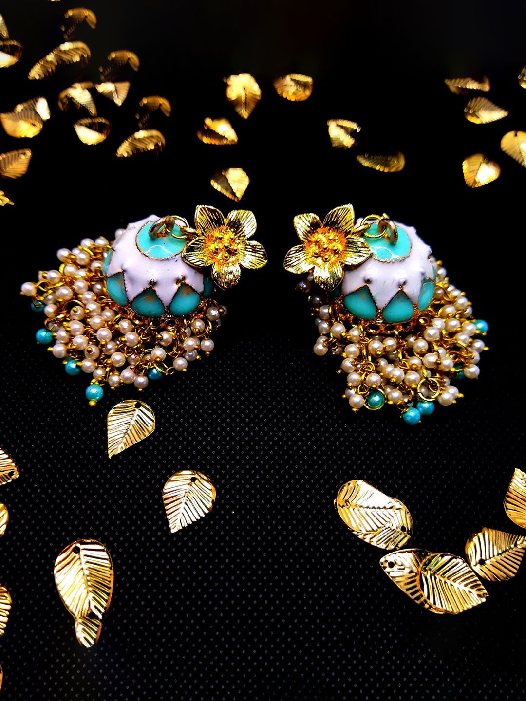 

Kshitij Jewels Blue & Gold Plated Circular Jhumkas Earrings