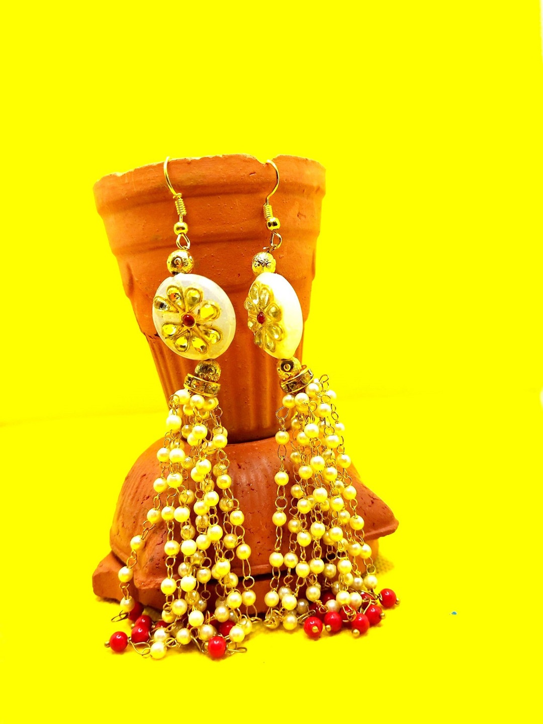 

Kshitij Jewels White Contemporary Drop Earrings