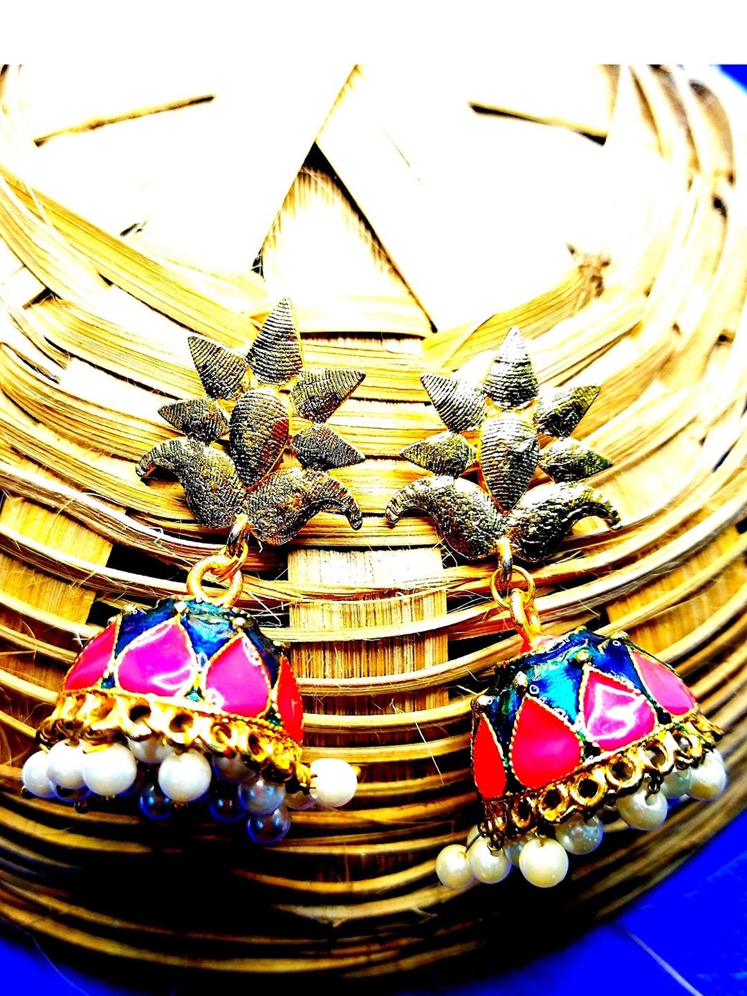 

Kshitij Jewels Gold-Plated Fuchsia Dome Shaped Drop Earrings