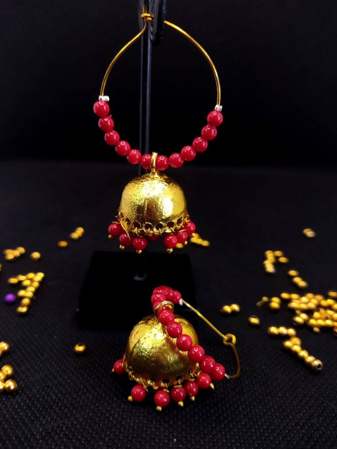 

Kshitij Jewels Red Gold-Plated Circular Hoop Earrings