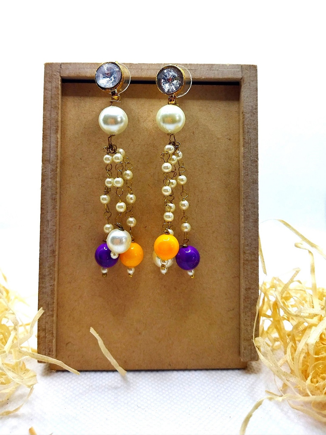 

Kshitij Jewels Women Multicoloured & Gold-Toned Contemporary Drop Earrings, Multi