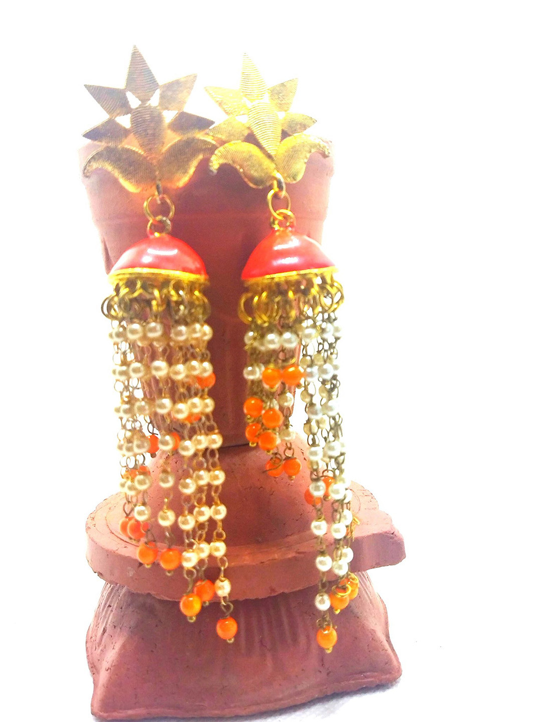 

Kshitij Jewels White Contemporary Jhumkas Earrings