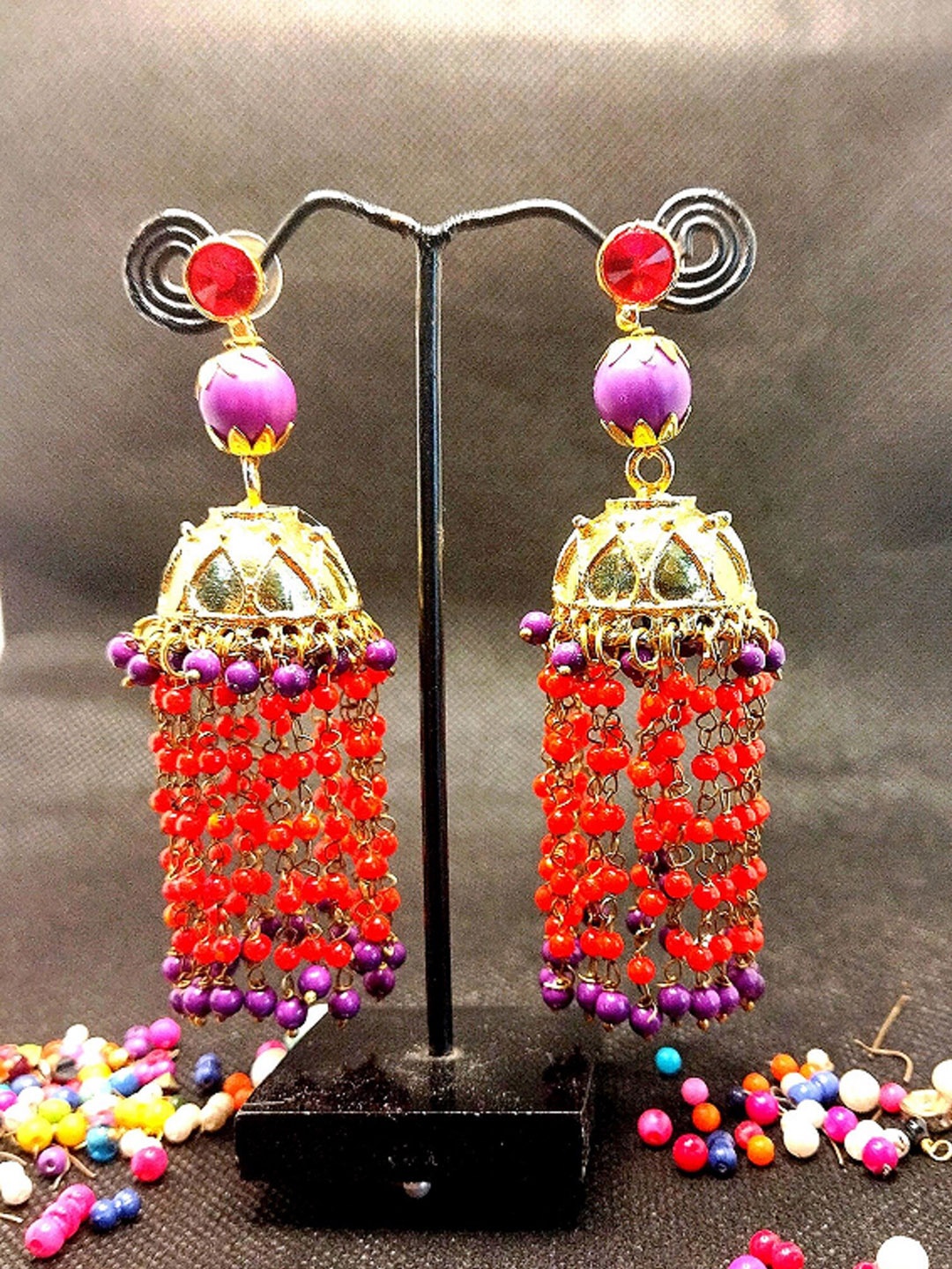 

Kshitij Jewels Orange Gold-Plated Classic Jhumkas Earrings